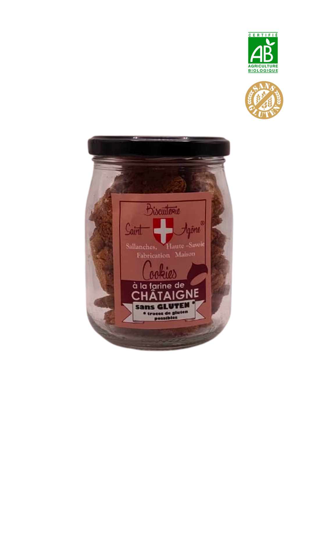 Petit bocal 230g cookies chataigne sans gluten