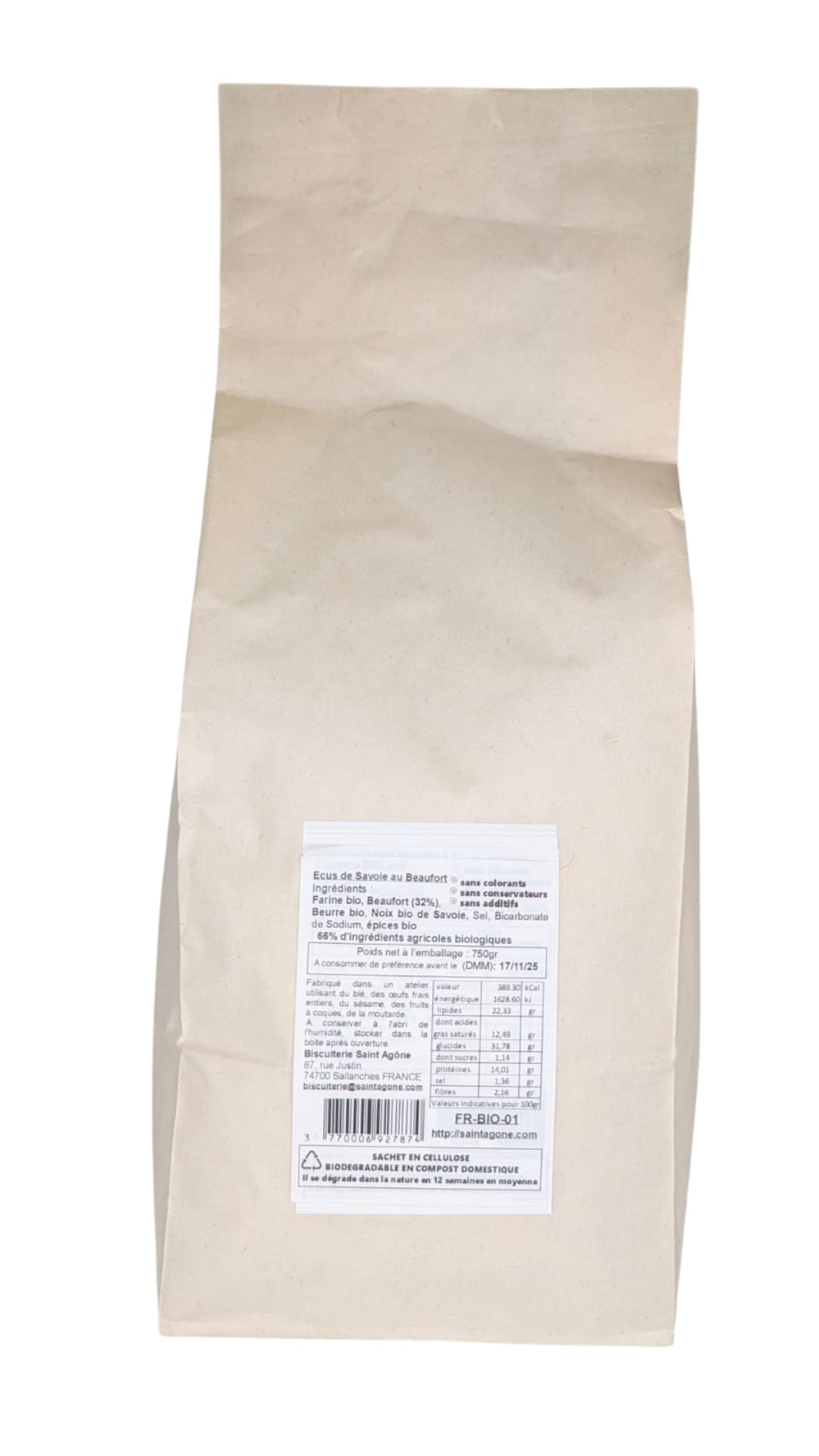 Sachet biodégradable de 750g d'Ecus au Beaufort