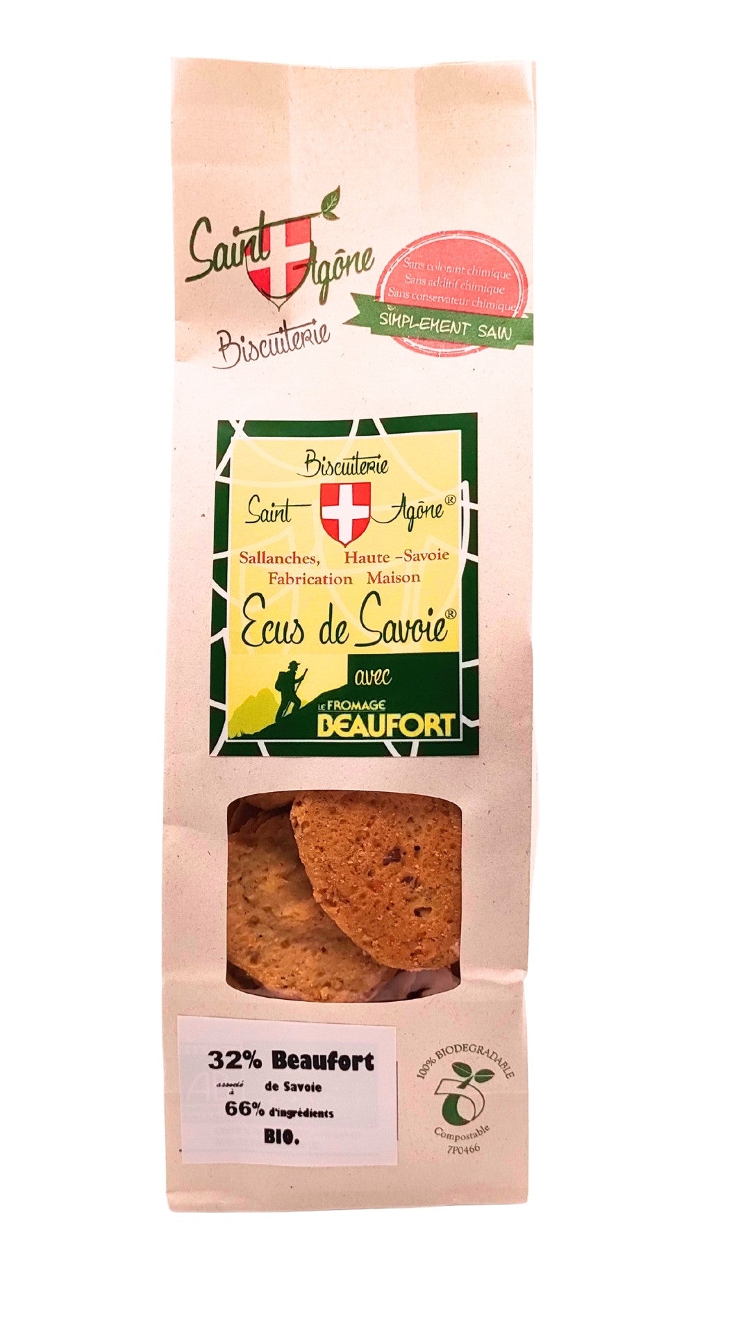Devant du sachet biodégradable d'Ecus au Beaufort