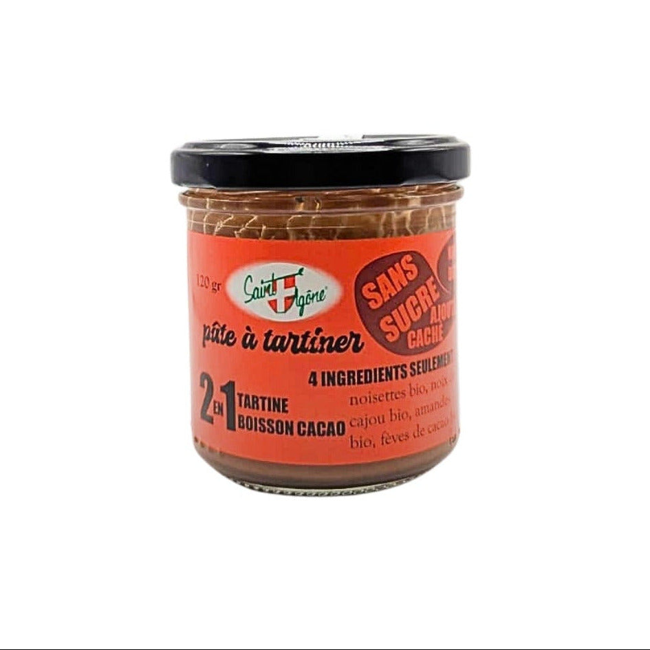 pot de 120g de pâte à tartiner bio 4 ingrédients seulement.