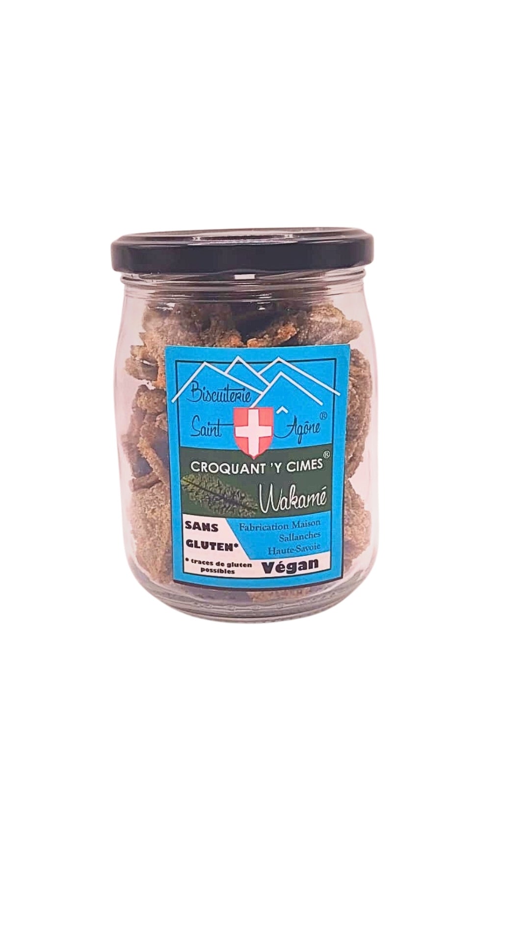 Petit bocal de 170g de Croquant'y cîmes bio sans gluten végan au Wakamé