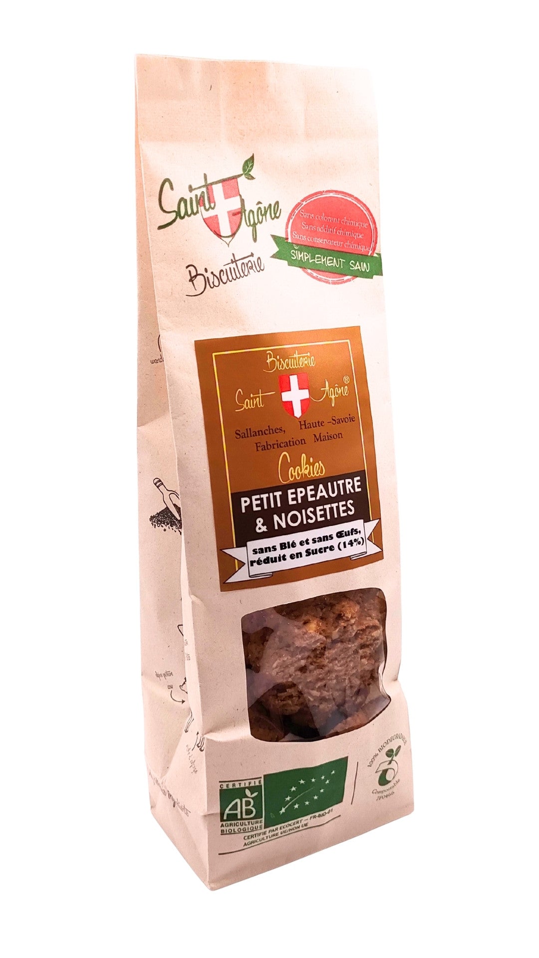 Sachet biodegradable de Cookies Petit Epeautre & Noisettes bio