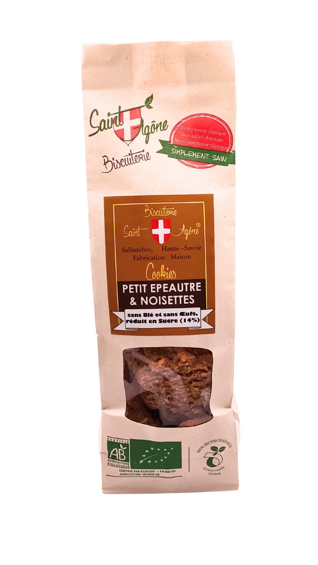 Devant du sachet de Cookies petit épeautre & noisettes bio