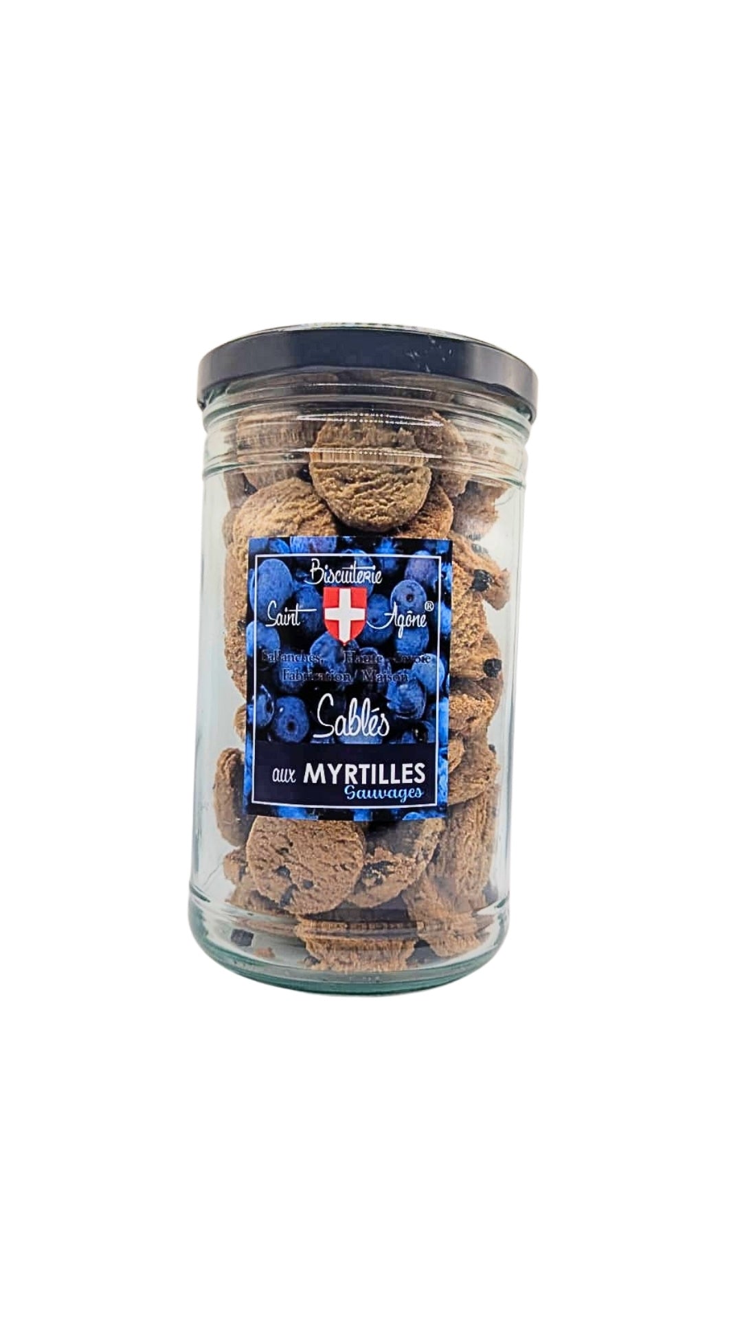 Grand bocal de 430g de Sablés bio aux myrtilles