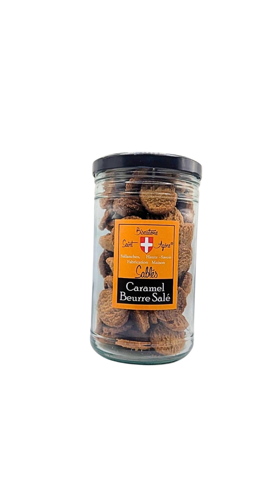 Grand bocal de 450g de Sablés bio au caramel beurre salé