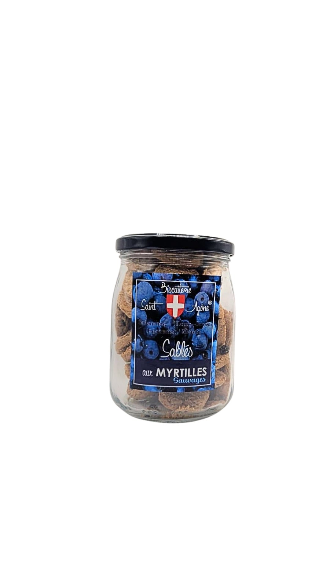 Petit bocal de 240g de Sablés bio aux myrtilles