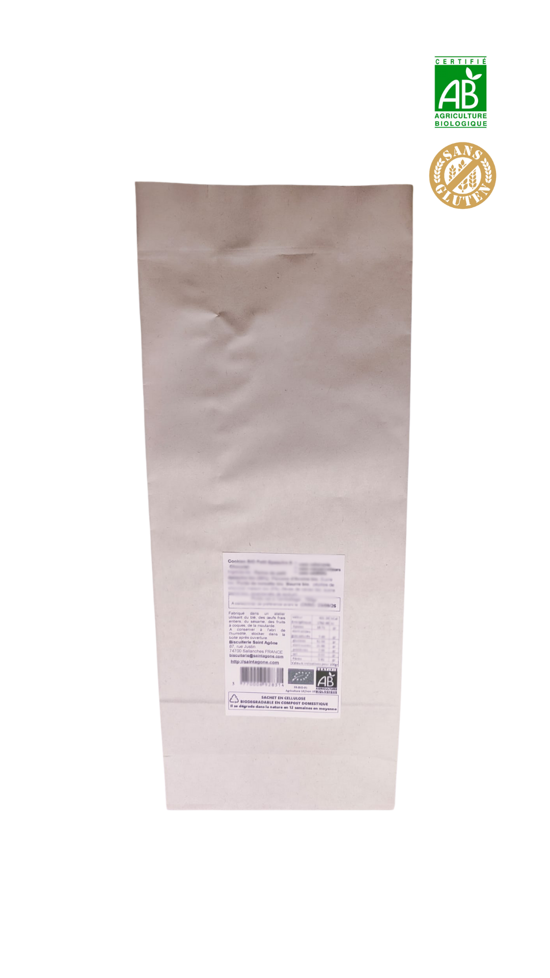 sachet biodegradable 1kg cookies chataigne sans gluten